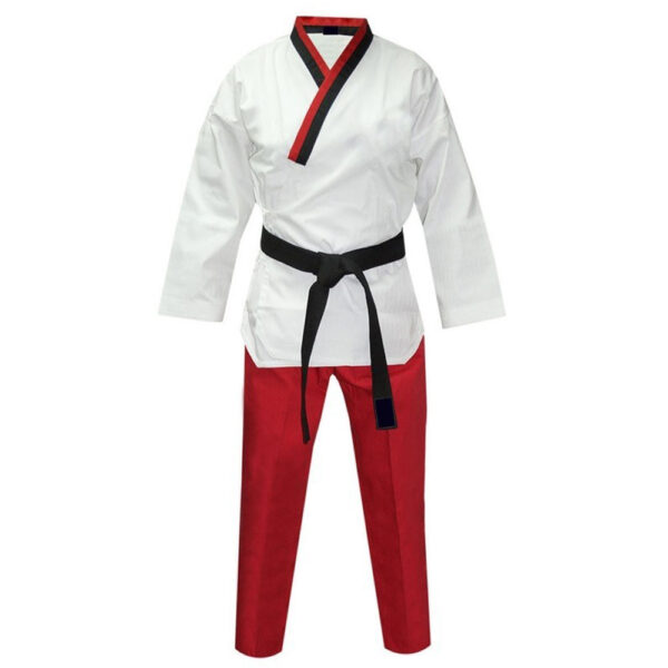 White And Maroon Taekwondo Gi