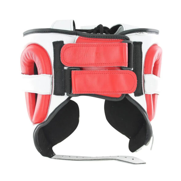 white-and-red-mma-head-guard-back