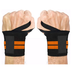 black and orange wrist support wraps