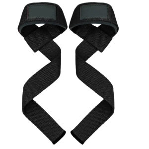 black cotton powerlifting wrist straps